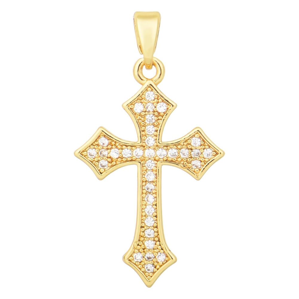 7330 Pack of 10 Cross Gold Plated Brass Charms Bulk Assorted Colored